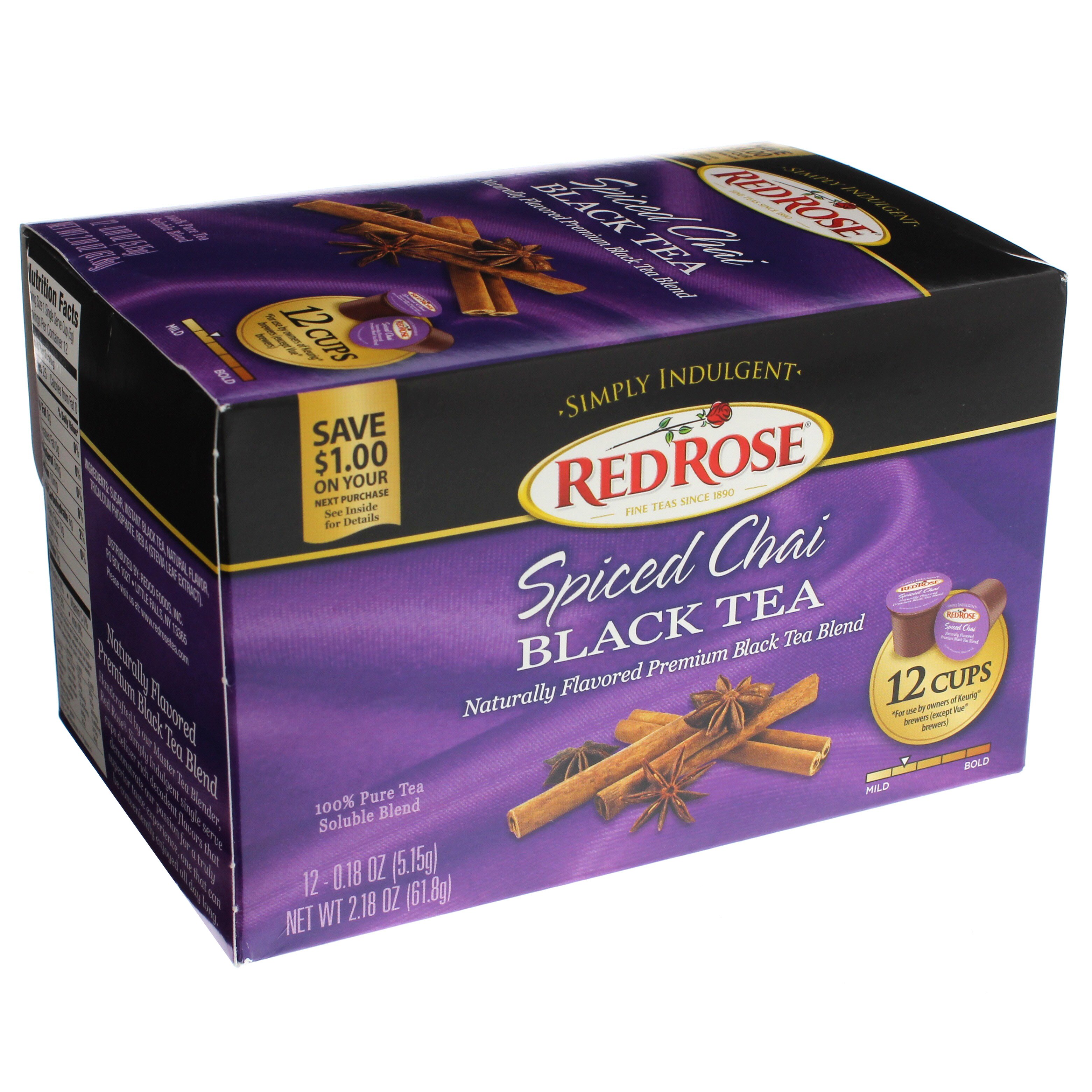Red Rose Spiced Chai Black Tea KCups Shop Tea at HEB