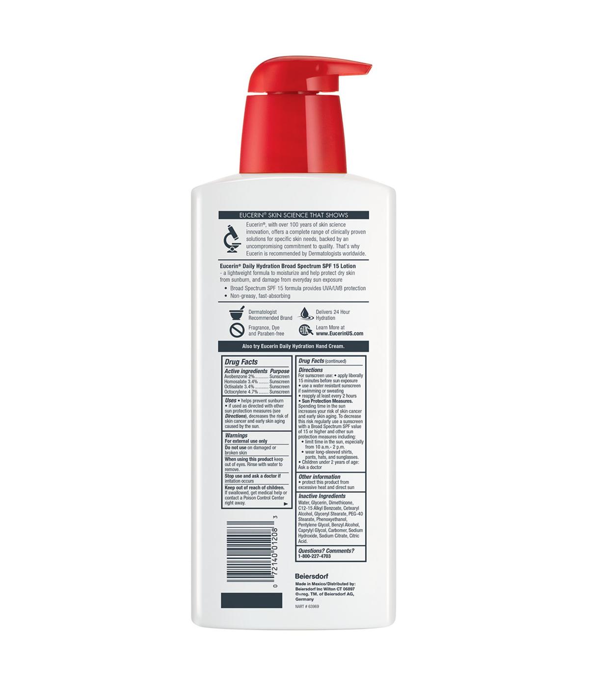 Eucerin Daily Hydration Broad Spectrum SPF 15 Body Lotion; image 2 of 4
