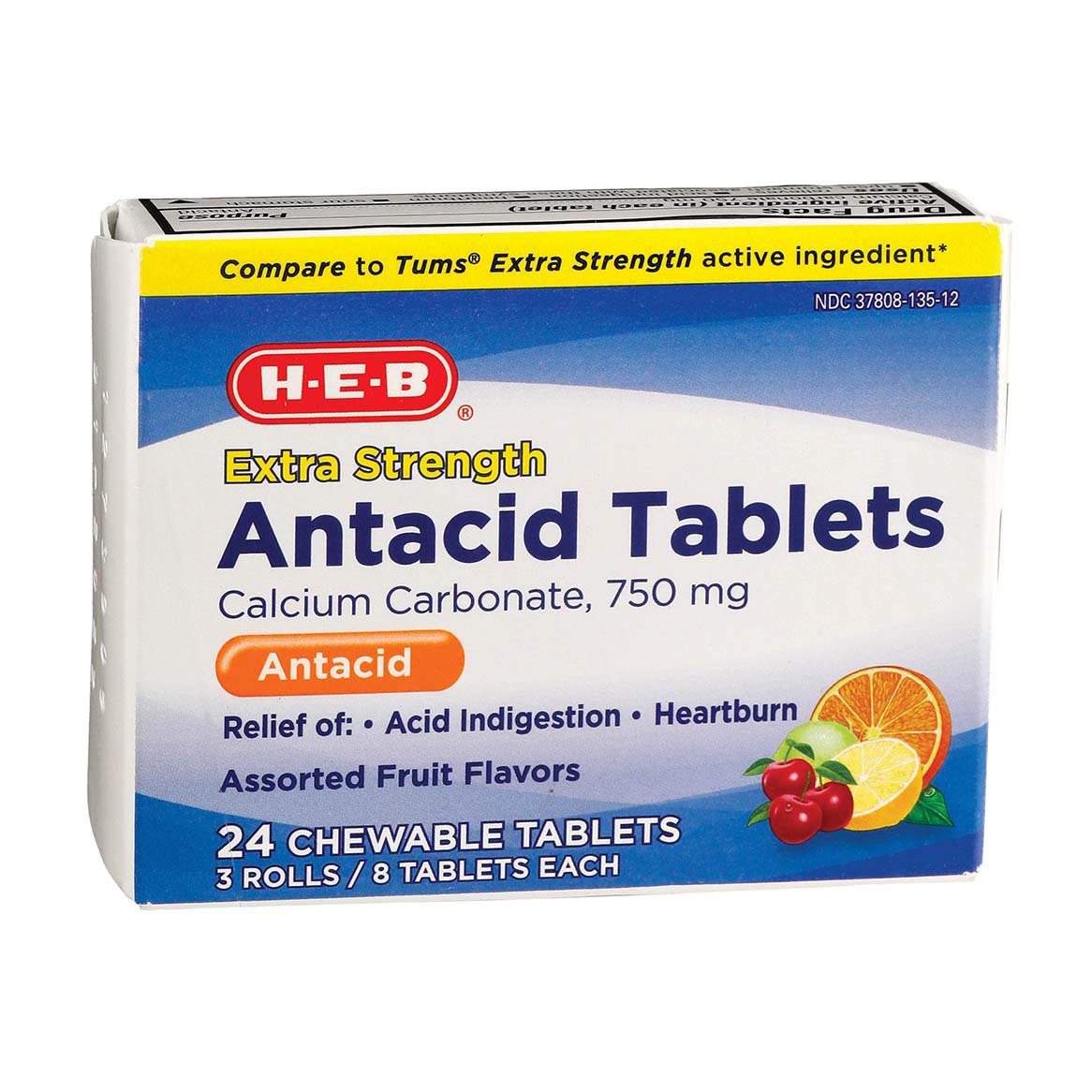 HEB Antacid Extra Strength 750 mg Assorted Fruit Flavors Chewable Tablets Shop Digestion