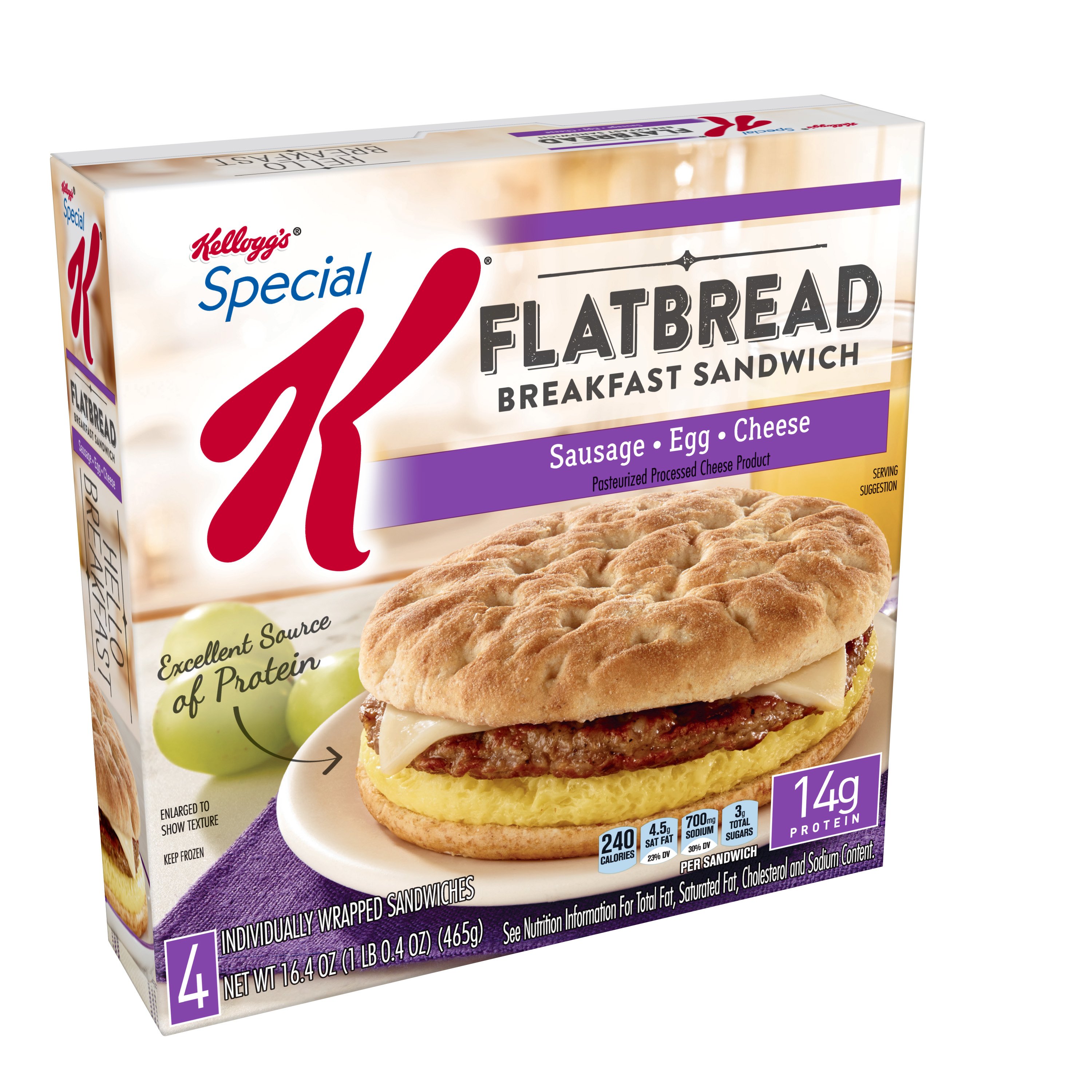 Kellogg S Special K Flatbread Breakfast Sandwiches Sausage Egg And Cheese Shop Sandwiches At H E B