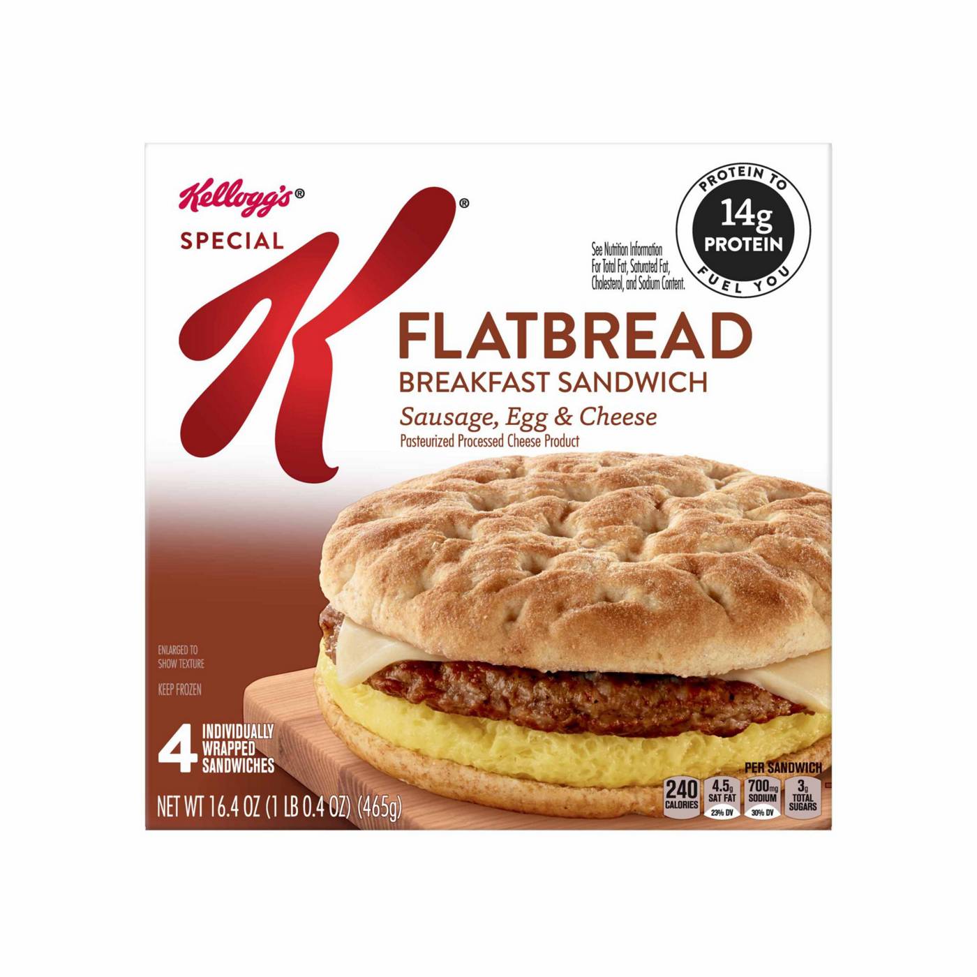 Kellogg's Special K Flatbread Breakfast Sandwiches Sausage, Egg, and Cheese; image 4 of 6