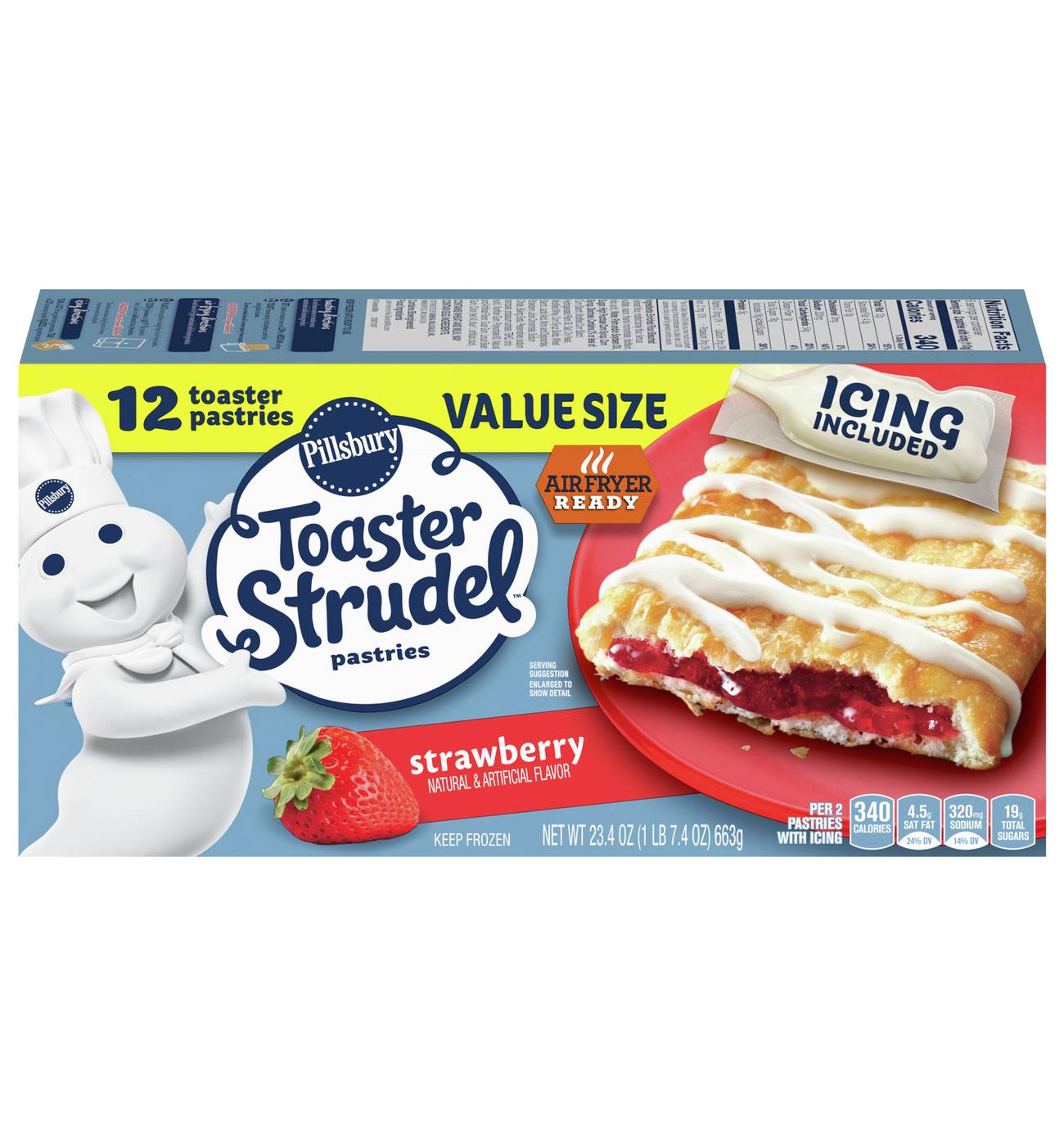 Pillsbury Toaster Strudel Frozen Pastries - Strawberry, Value Size; image 1 of 6
