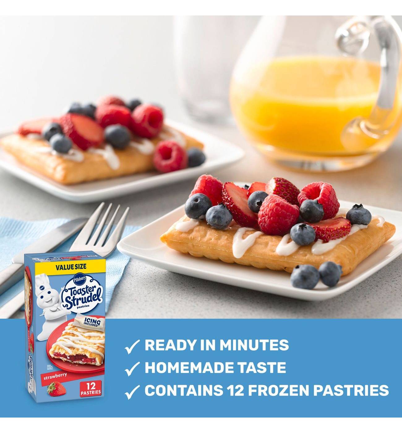 Pillsbury Toaster Strudel Frozen Pastries - Strawberry, Value Size; image 6 of 6