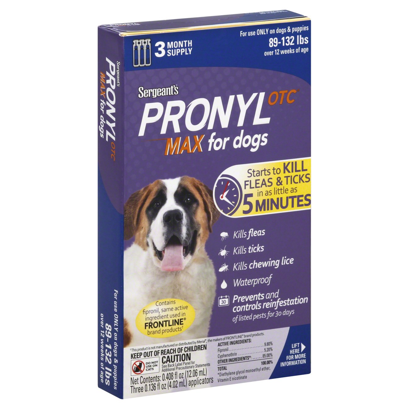 Sergeant's Pronyl OTC Max For Dogs 89-132 LBS - Shop Flea & Tick ...