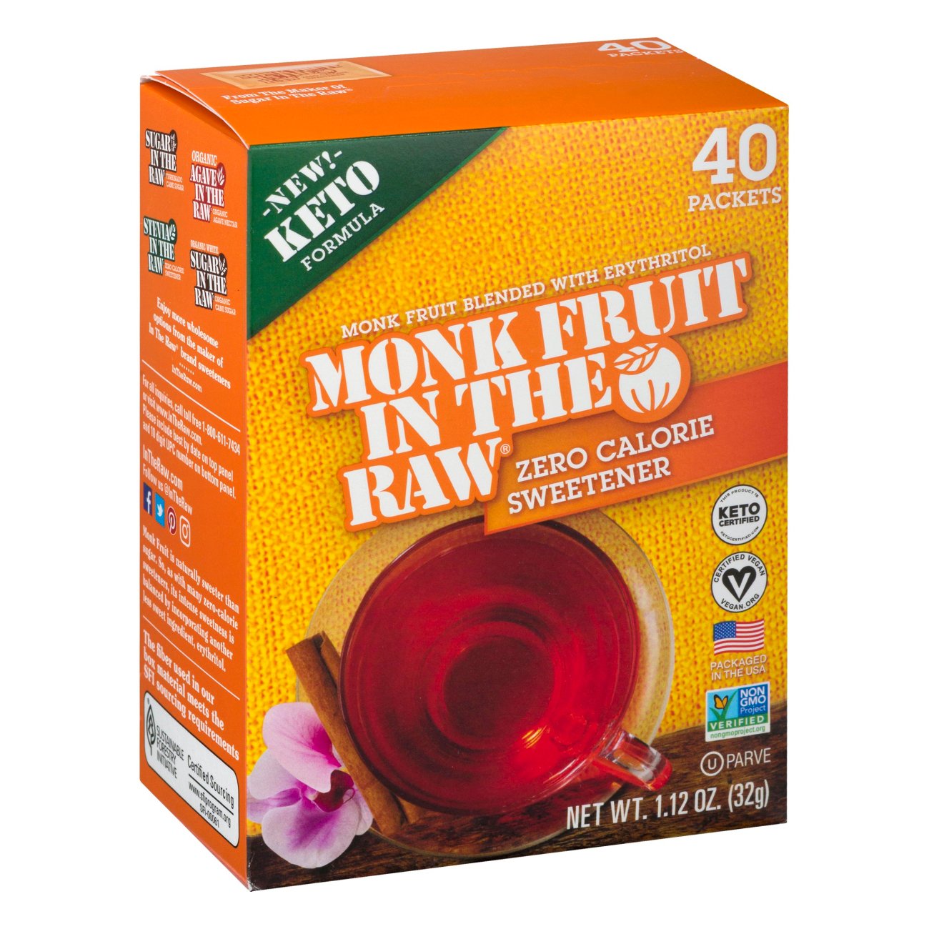 Monk Fruit In The Raw Zero Calorie Sweetener Packets Shop Sugar