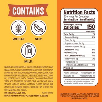 Thomas' Pumpkin Spice English Muffins, 6 ct