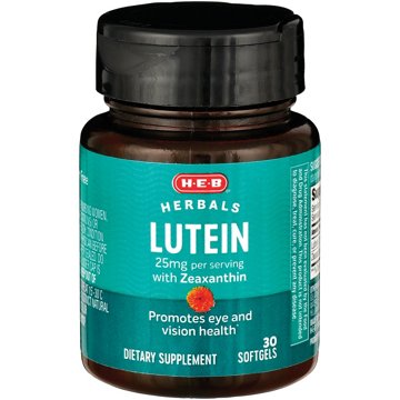 H-E-B Herbals Lutein with Zeaxanthin 25 mg Softgels, 30 ct