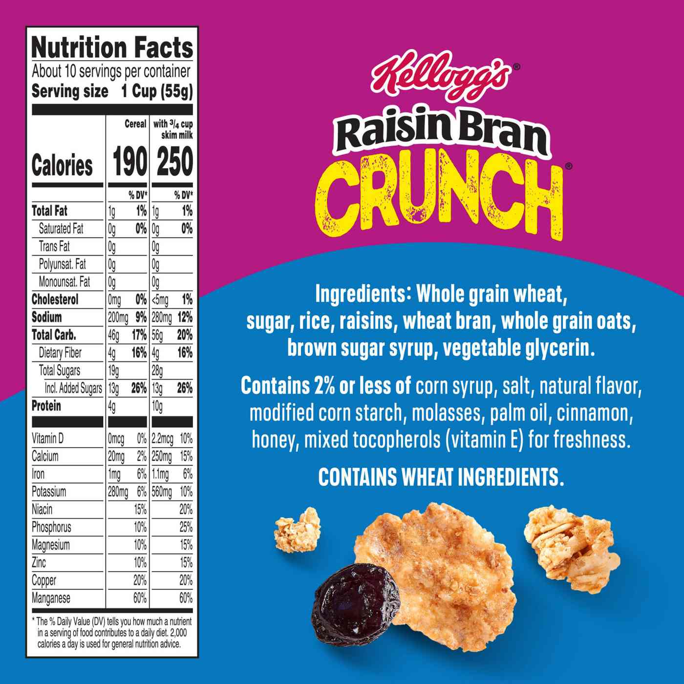 Kellogg's Raisin Bran Crunch Original Cold Breakfast Cereal - Family Size; image 3 of 12