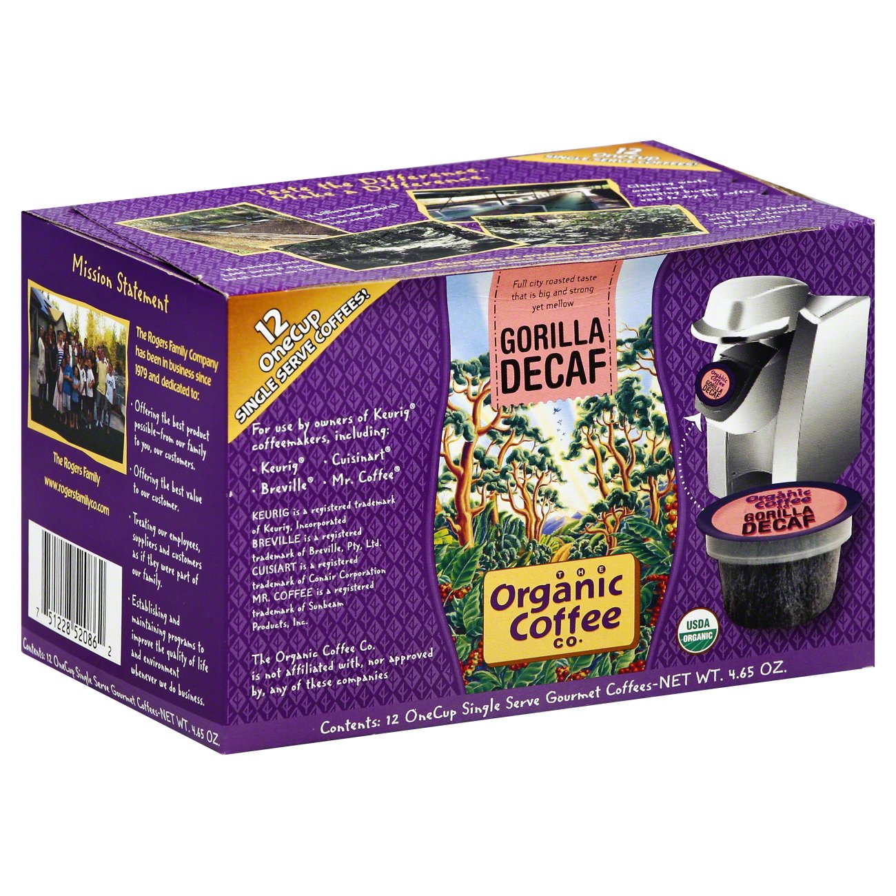 Organic Coffee Co. Gorilla Decaf Single Serve Coffee Pods Shop Coffee
