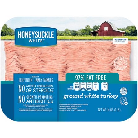 Honeysuckle White Extra Lean Ground Turkey, 97% Lean, 16 oz | Low ...