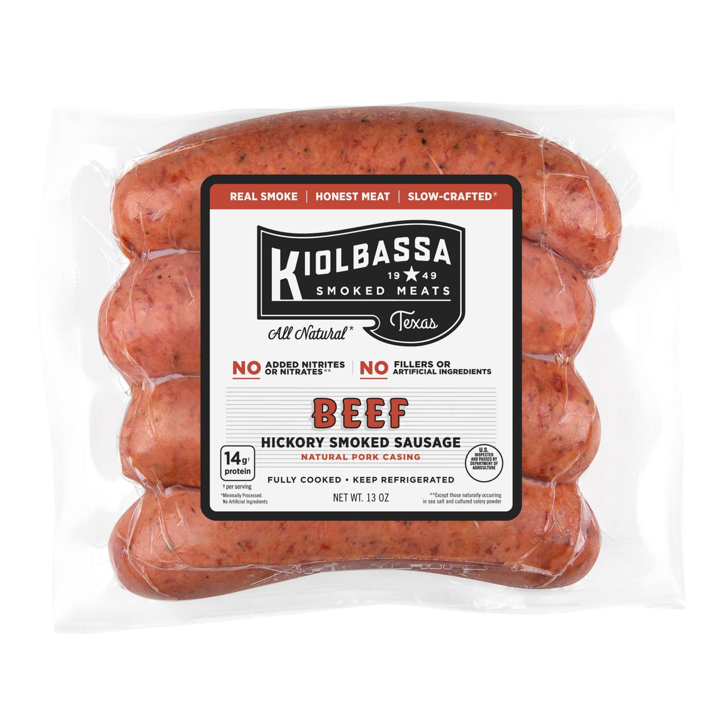 Kiolbassa Beef Hickory Smoked Sausage, 4 ct; image 1 of 8