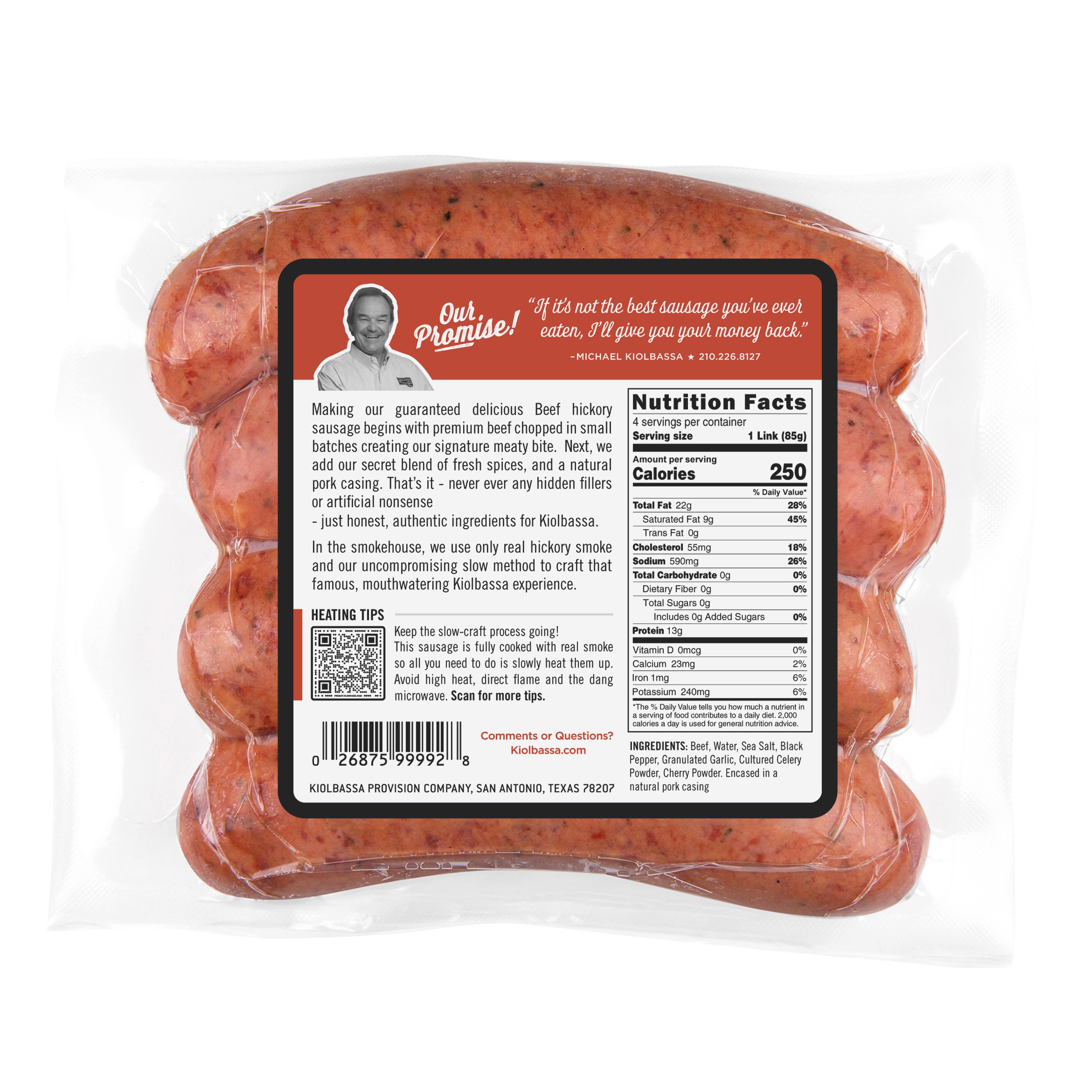 Kiolbassa Beef Hickory Smoked Sausage Links - Shop Sausage At H-E-B