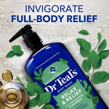 Dr Teal's Body Wash with Pure Epsom Salt - Relax & Relief Eucalyptus & Spearmint, 24 oz