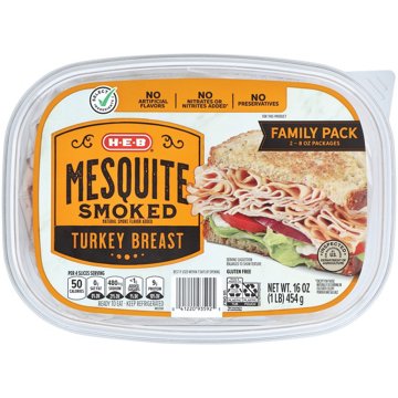 H-E-B Mesquite-Smoked Turkey Breast Lunch Meat - Family Pack, 16 oz