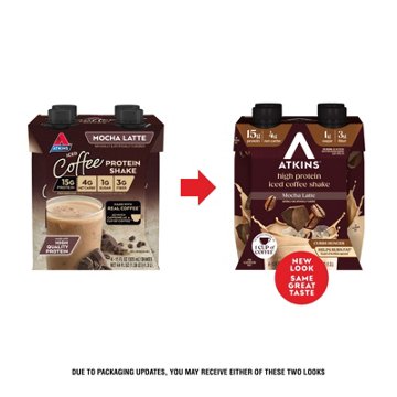 Atkins Iced Coffee 15g Protein Shakes 4 pk Bottles - Mocha Latte, 11 oz