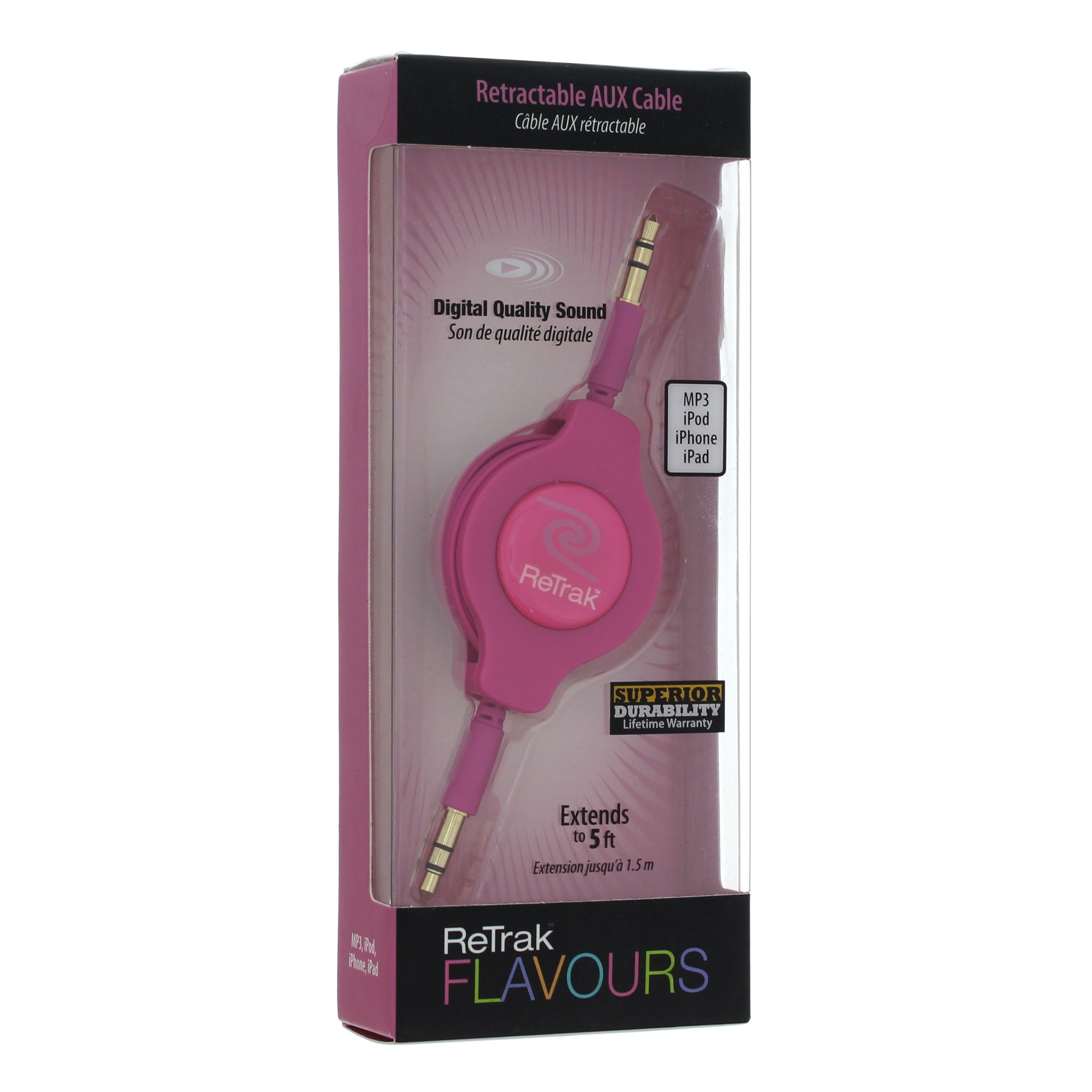 ReTrak Rectractable 3.5mm Audio Cable, Pink - Shop Connection cables at ...