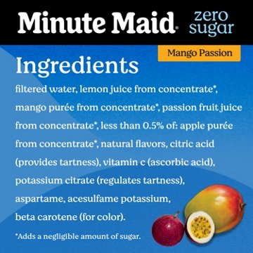 Minute Maid Zero Sugar Mango Passion Fruit Drink, 52 oz
