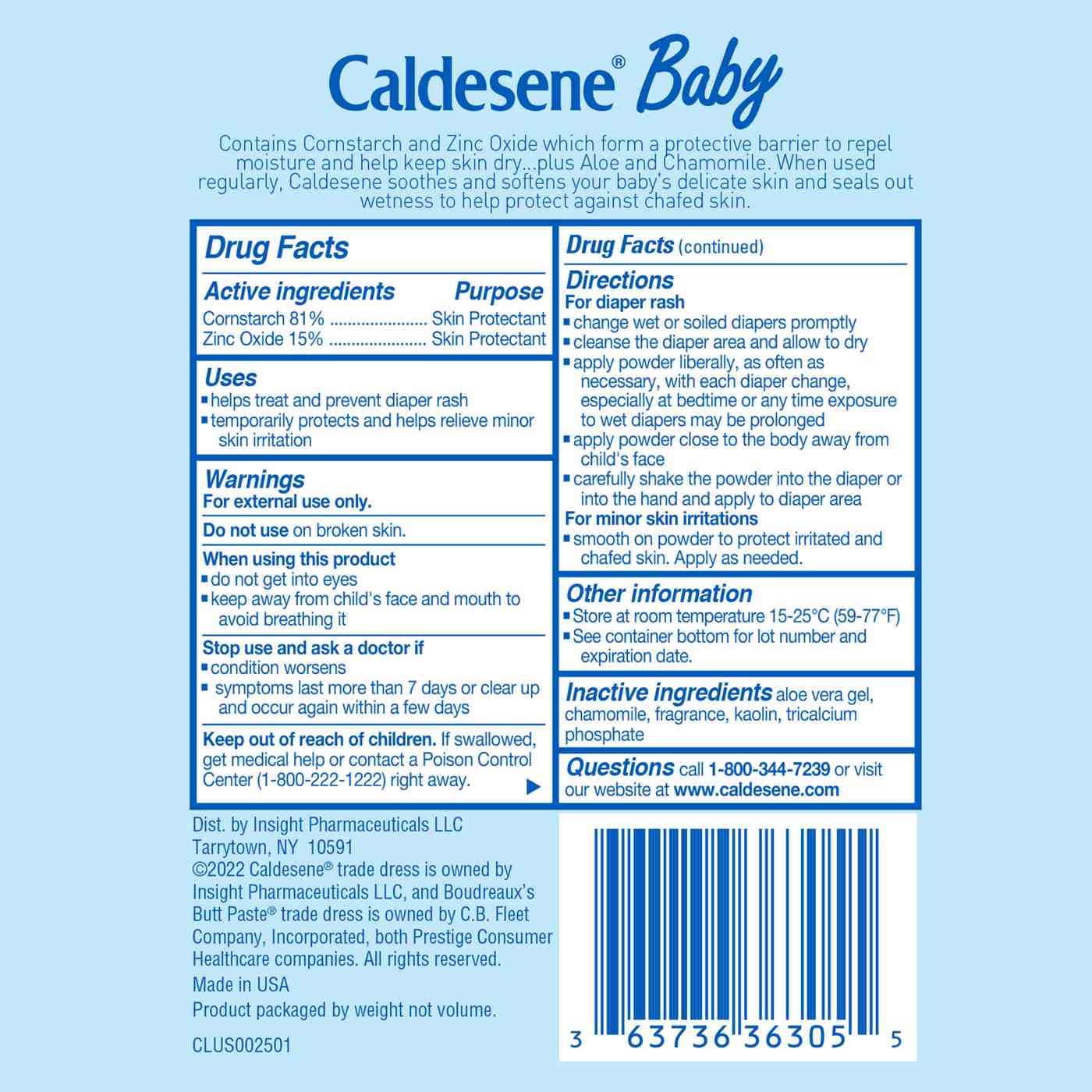 Caldesene Baby Cornstarch Powder With 15% Zinc Oxide; image 3 of 5