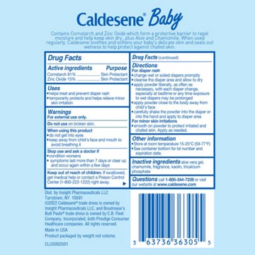 Caldesene Baby Cornstarch Powder With 15% Zinc Oxide, 5 oz