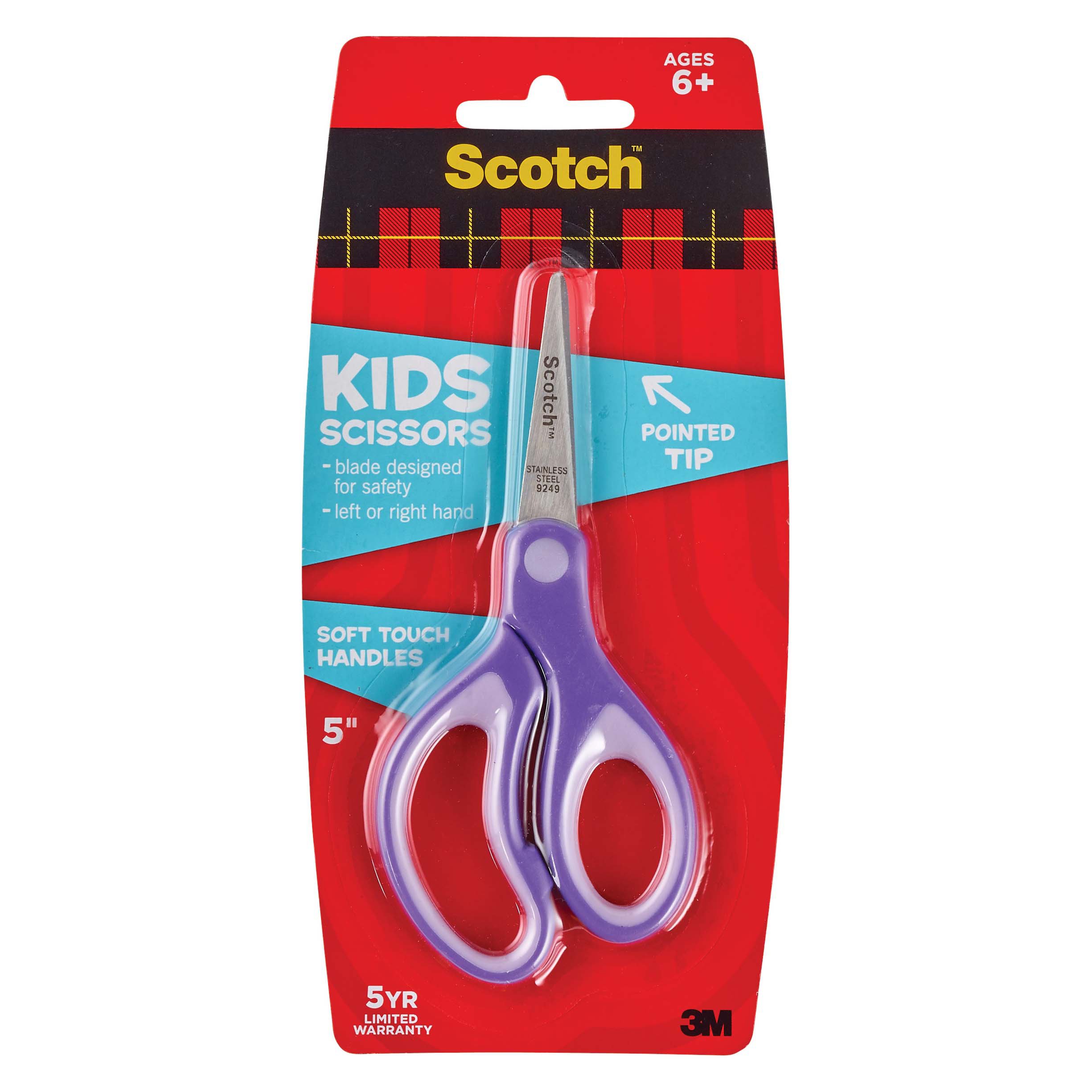 Scotch Soft Touch Pointed Kids Scissors, 5 Inches, Stainless Steel Blade,  Pack Of 12 : Target