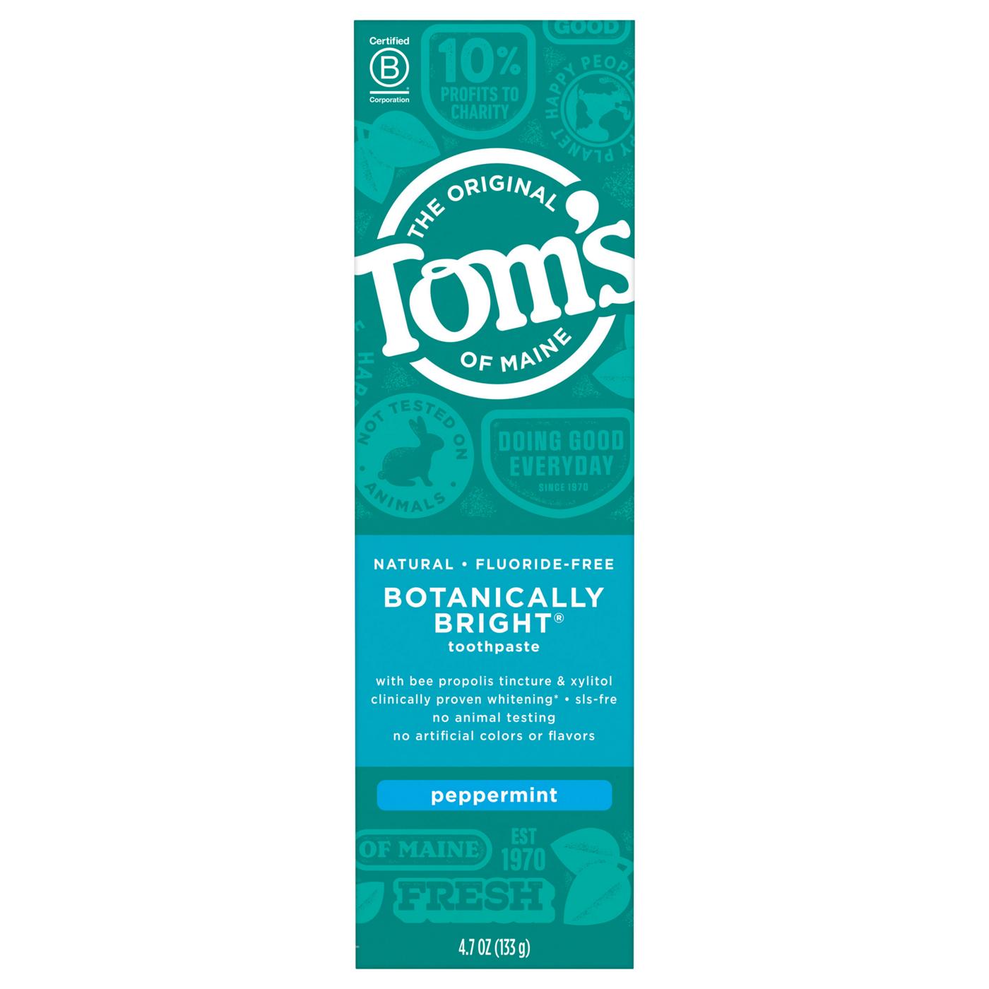 Tom's of Maine Fluoride-Free Botanically Bright Whitening Toothpaste - Peppermint; image 1 of 5