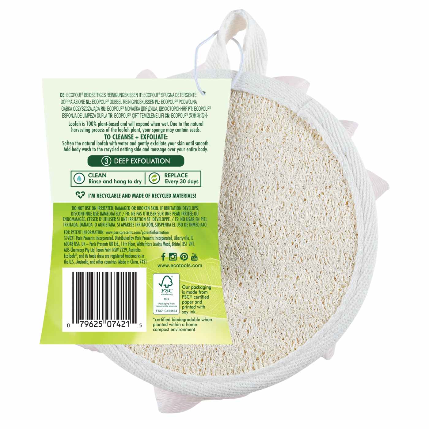 EcoTools Ecopouf Dual Cleansing Pad Loofah; image 2 of 2