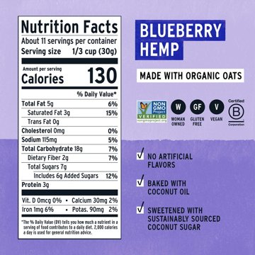 Purely Elizabeth Organic Blueberry Hemp Ancient Grain Granola