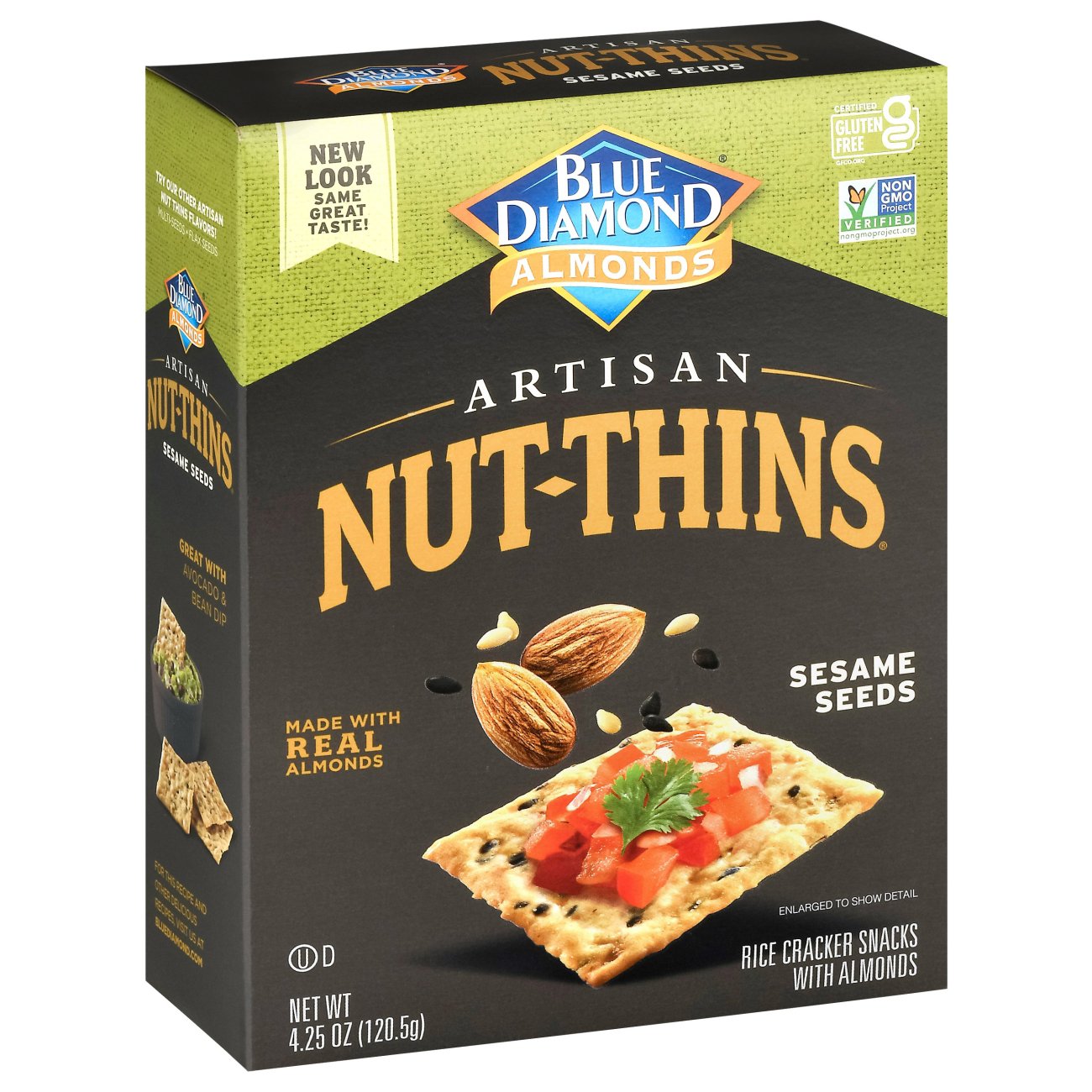 Blue Diamond Artisan Nut-Thins Natural Sesame Seeds Cracker Snacks ...