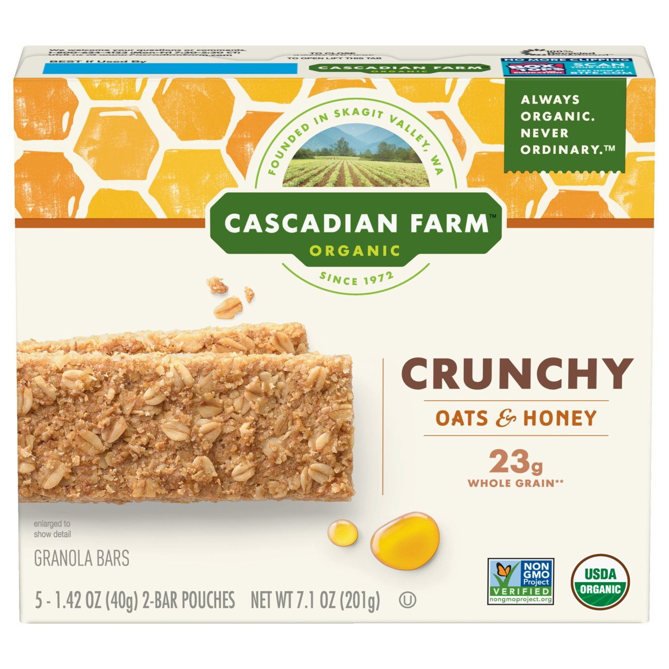 Cascadian Farm Crunchy Oats And Honey Granola Bars Shop Granola Snack Bars At H E B