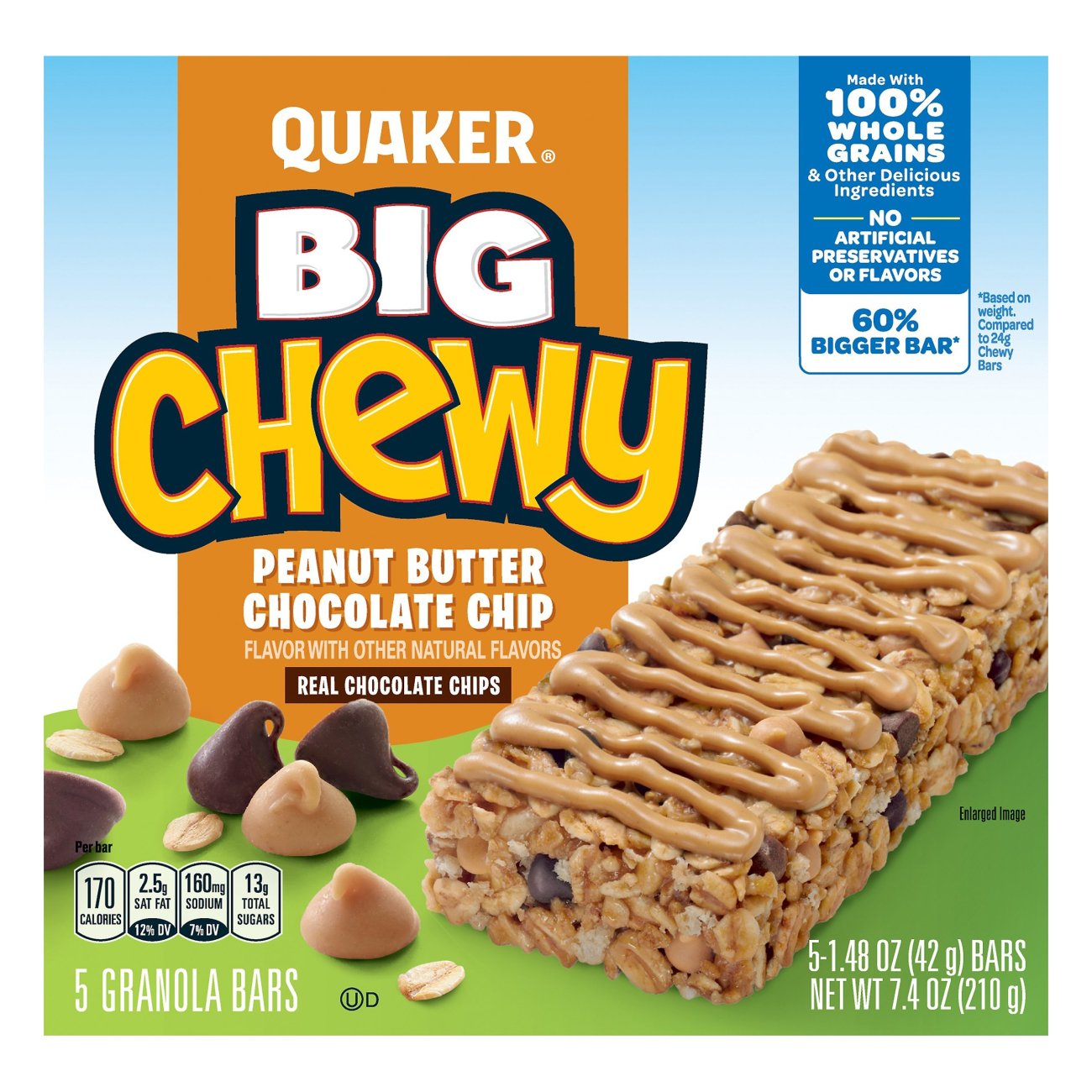 Quaker Big Chewy Peanut Butter Chocolate Chip Granola Bars - Shop ...