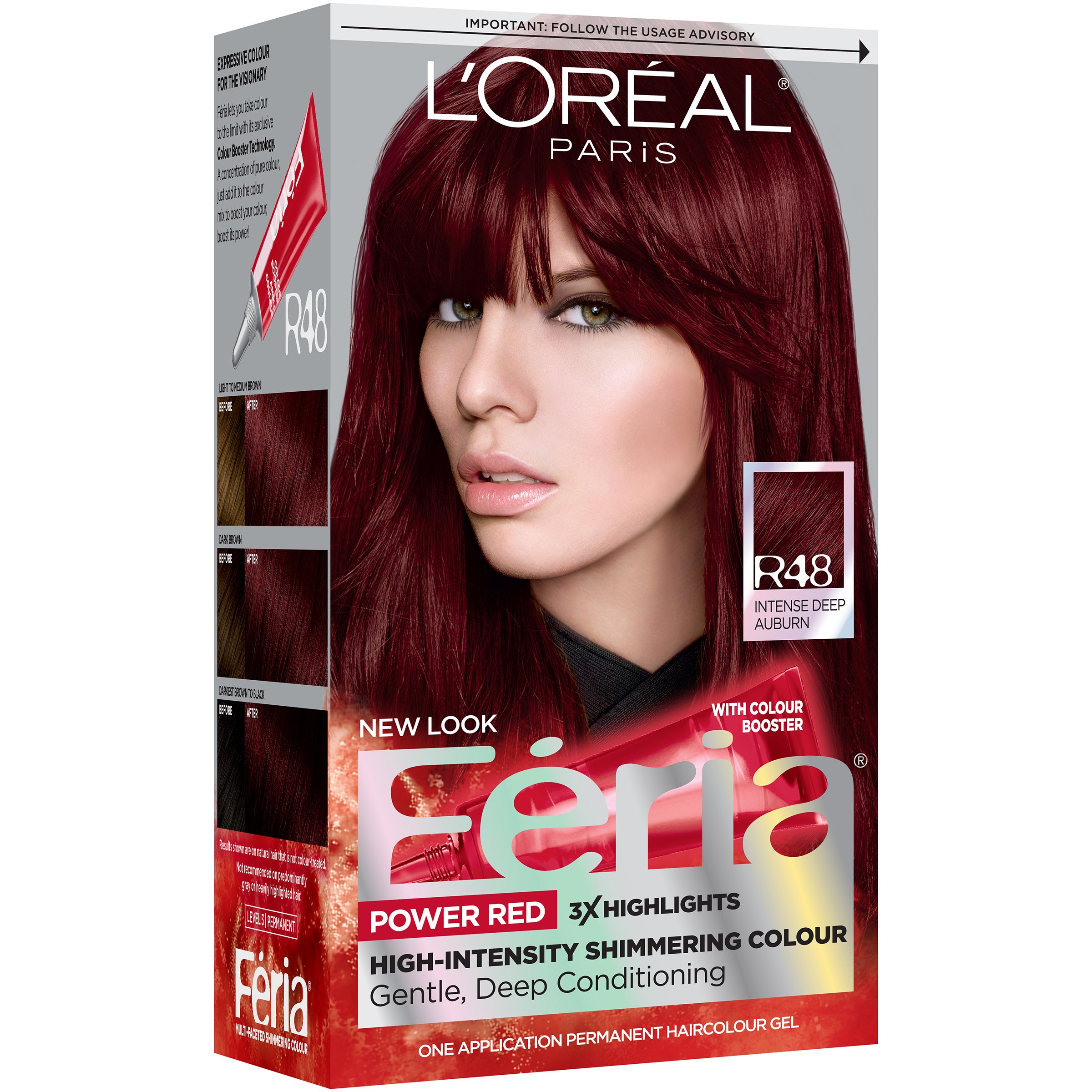 L Oreal Paris Feria Permanent Hair Color R48 Red Velvet Intense Deep Auburn Shop Hair Care At H E B