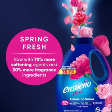 Ensueno Max Max HE Liquid Fabric Softener - Spring Fresh, 124 Loads, 105 oz