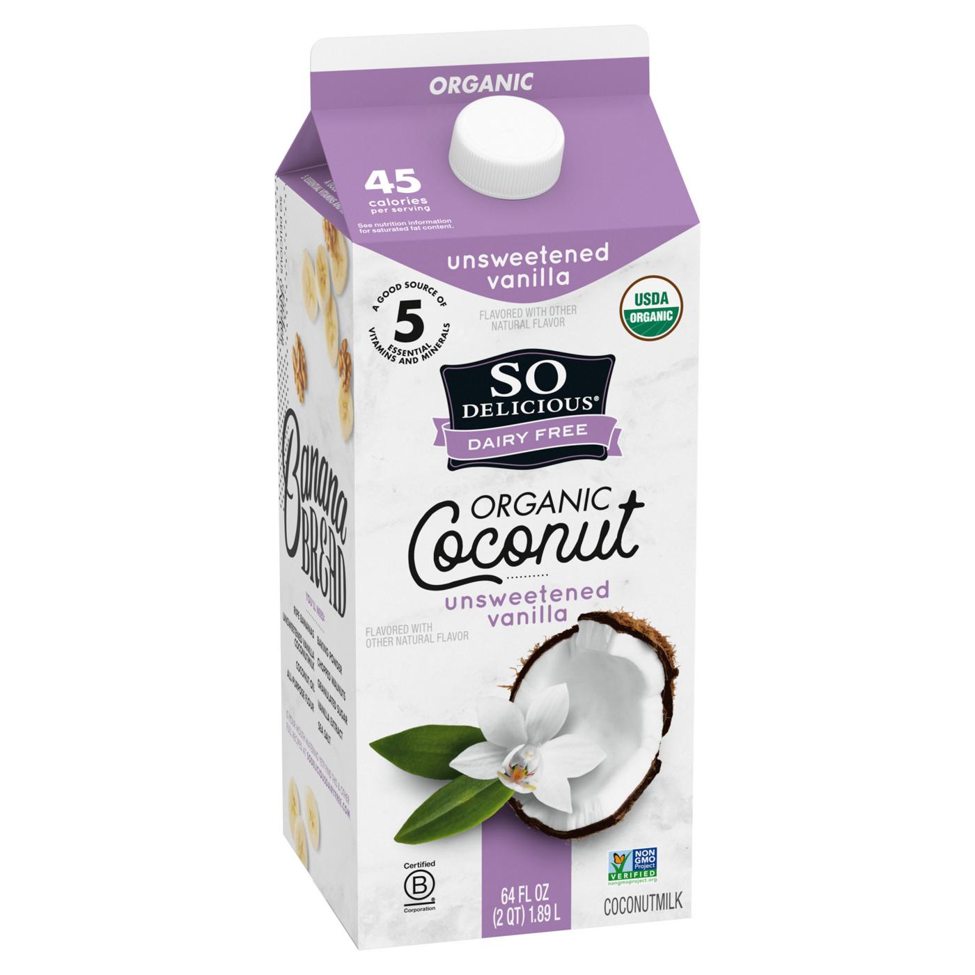 SO DELICIOUS So Delicious Dairy Free Shelf-Stable Coconut Milk,  Unsweetened, Vanilla, Vegan, Non-GMO Project Verified, 1 Quart