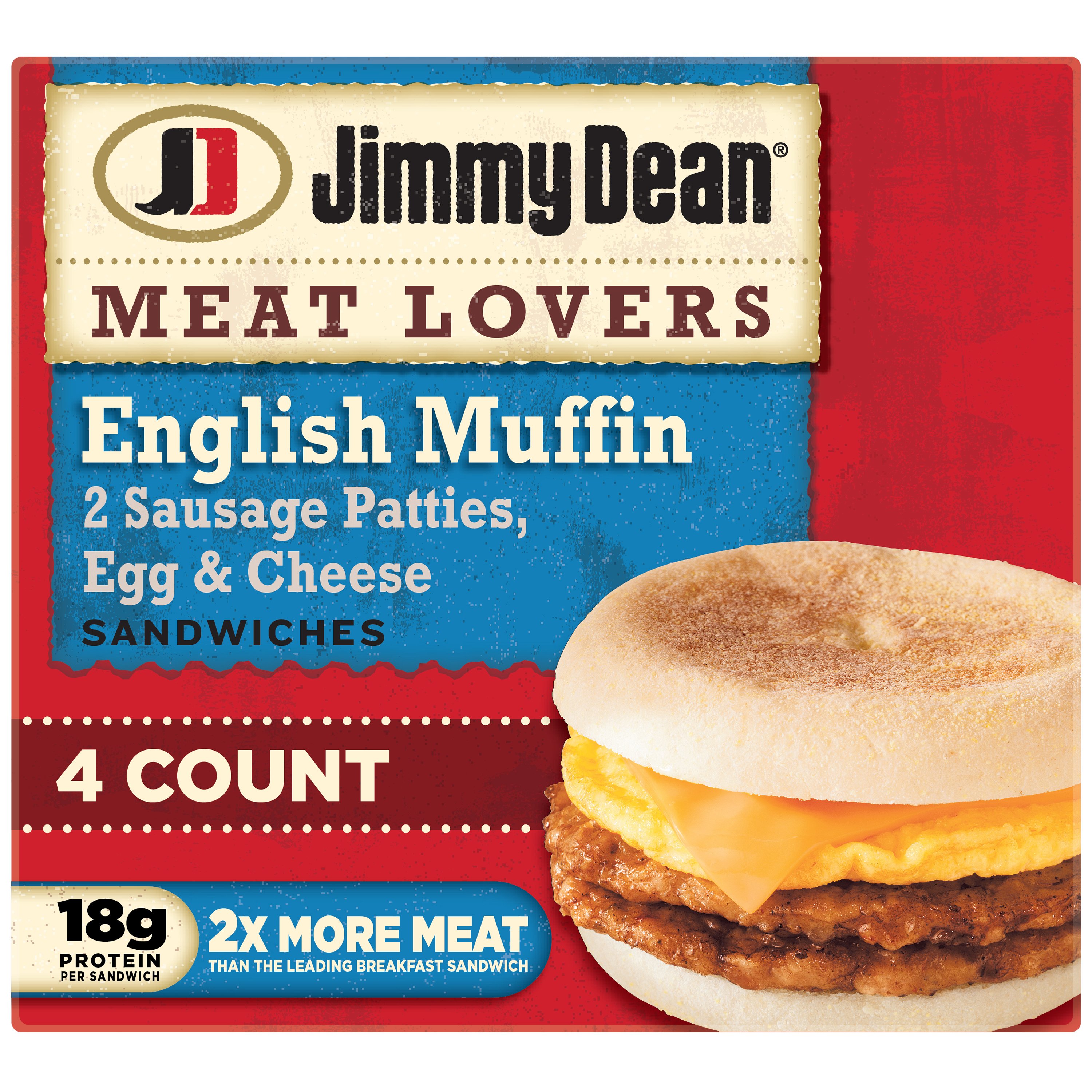 Jimmy Dean Meat Lovers English Muffin Sandwiches Shop Entrees And Sides At H E B 6319