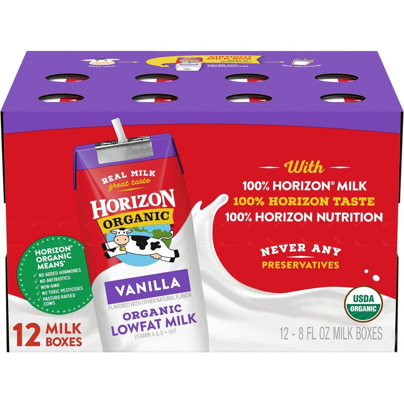 Horizon Organic 1 Lowfat UHT Vanilla Milk Boxes Shop Milk at HEB