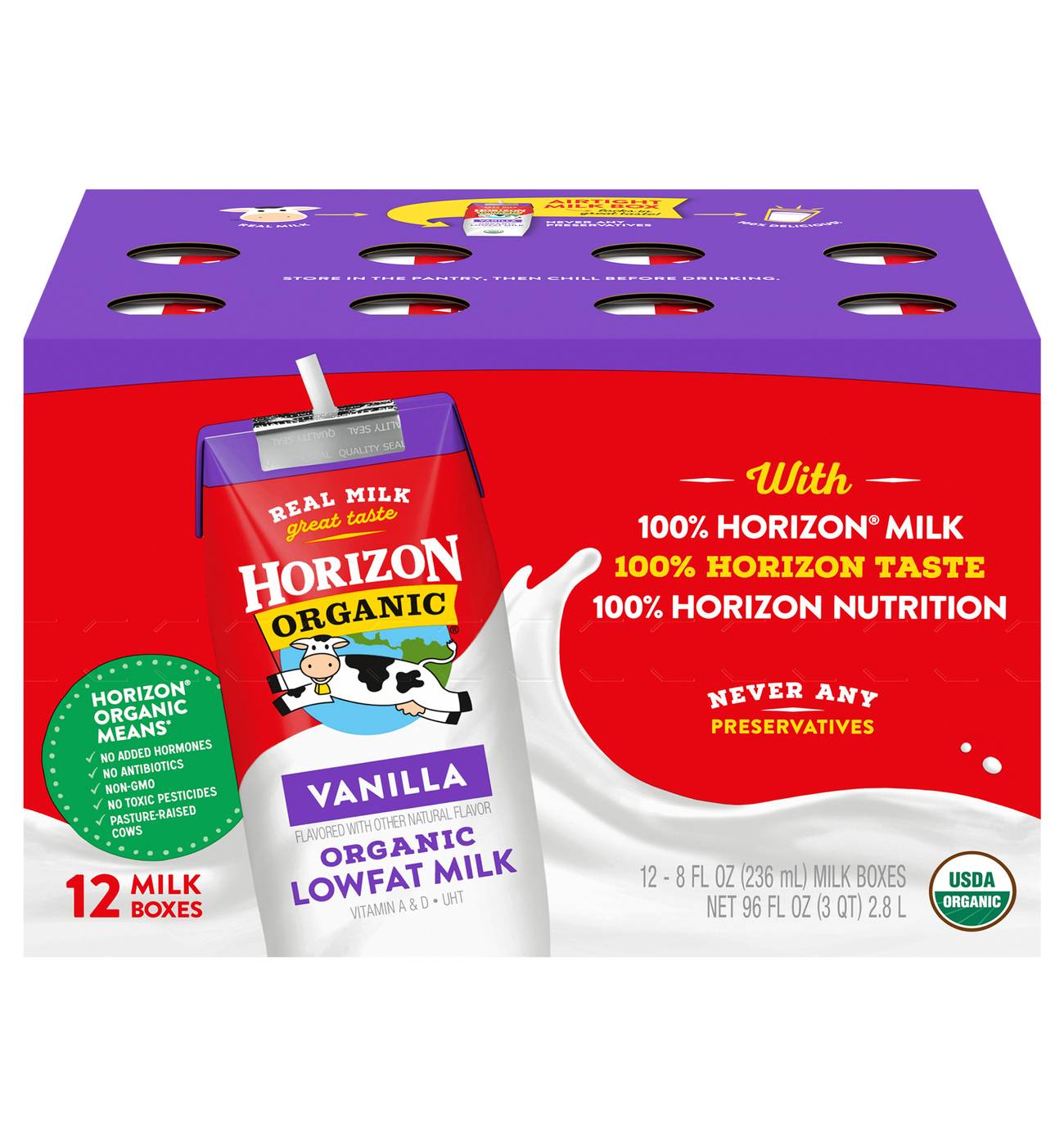 Horizon Organic 1% Lowfat UHT Vanilla Milk Boxes; image 1 of 2
