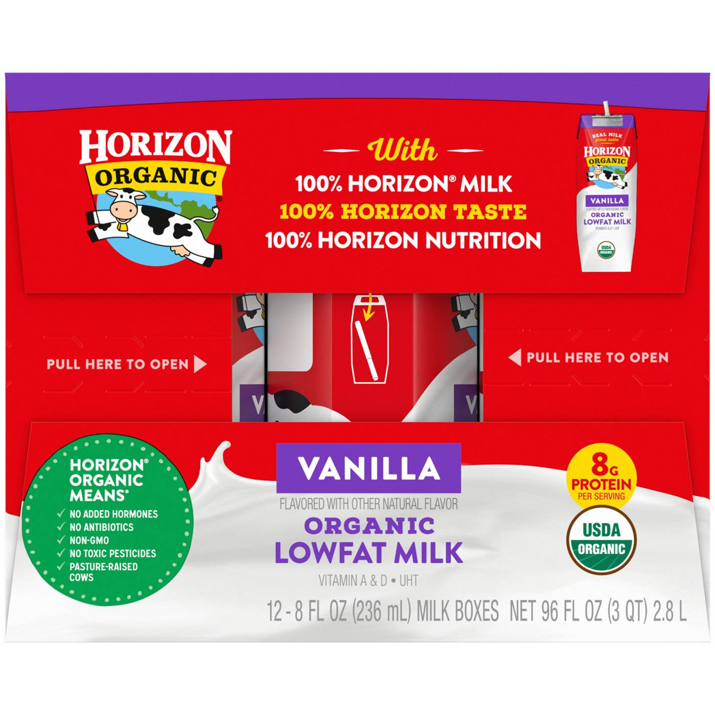 Horizon Organic 1 Lowfat UHT Vanilla Milk Boxes Shop Milk at HEB