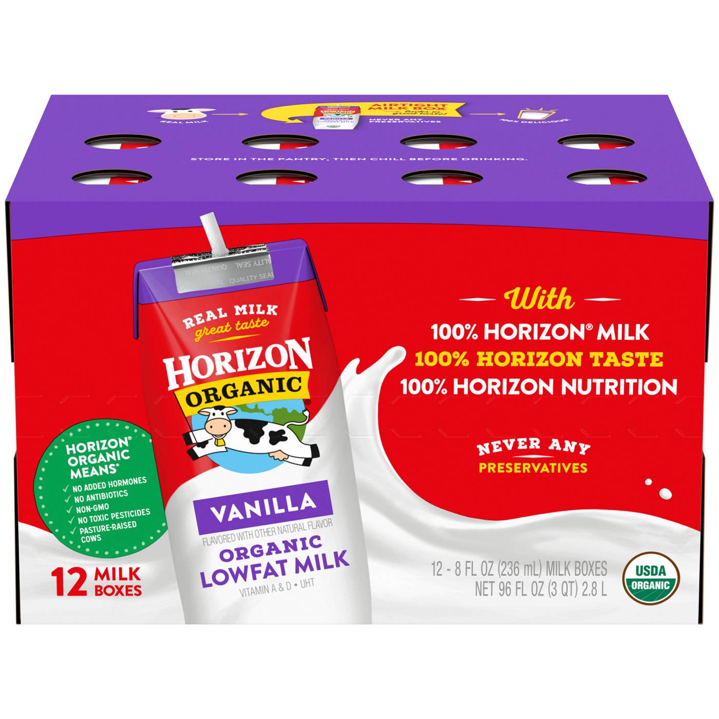 Horizon Organic 1% Lowfat UHT Vanilla Milk Boxes; image 3 of 8