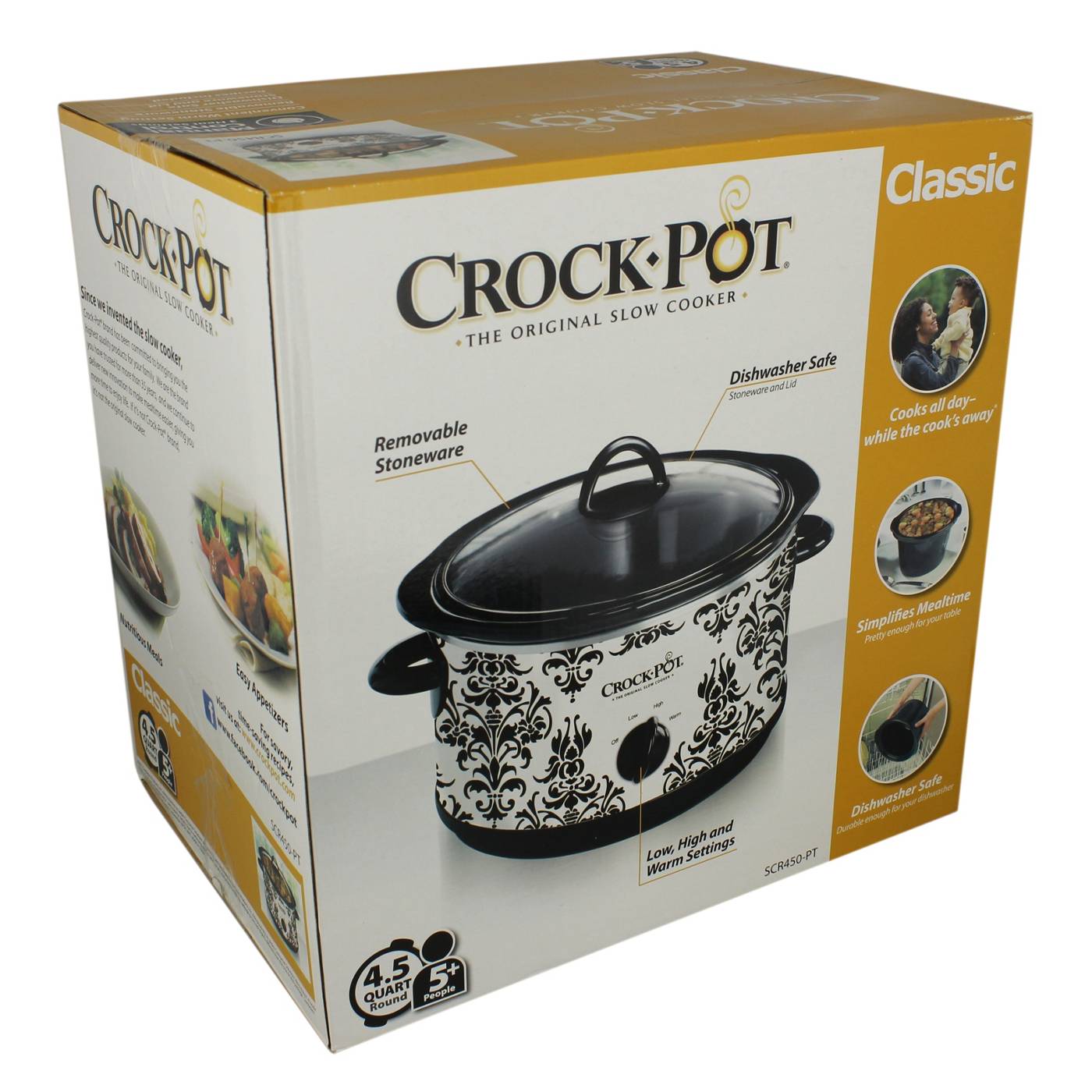 Crock-Pot 4.5 QT Damask Pattern Manual Slow Cooker - Shop Cookers ...
