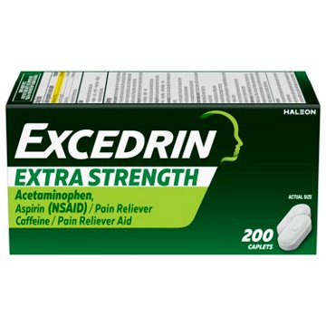 Excedrin Extra Strength Pain Relief Caplets for Headache Relief, Acetaminophen 250mg, Aspirin 250mg, Caffeine 65mg, Pain Reliever