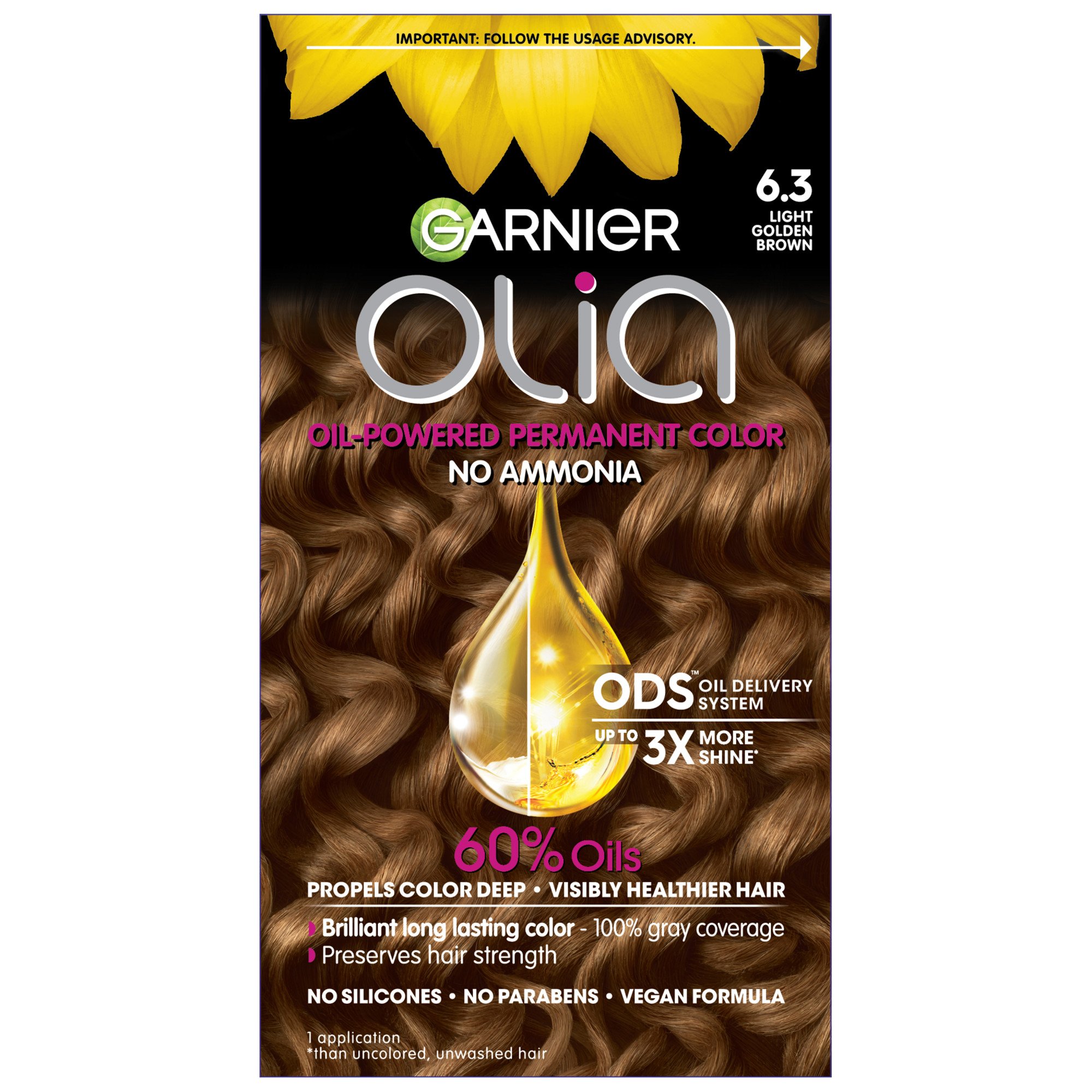 Garnier Olia Oil Powered Permanent Hair Color 6 3 Light Golden Brown Hair Dye Shop Hair Color At H E B