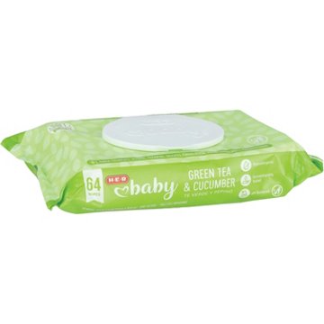H-E-B Baby Wipes - Green Tea & Cucumber, 64 ct