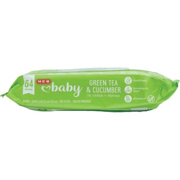 H-E-B Baby Wipes - Green Tea & Cucumber, 64 ct