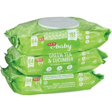 H-E-B Baby Wipes - Green Tea & Cucumber, 3 pk, 192 ct