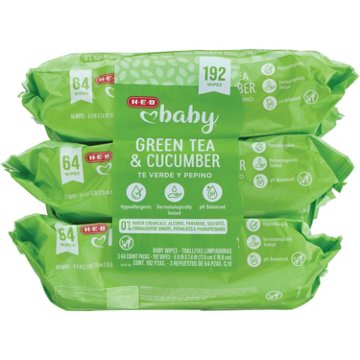 H-E-B Baby Wipes - Green Tea & Cucumber, 3 pk, 192 ct