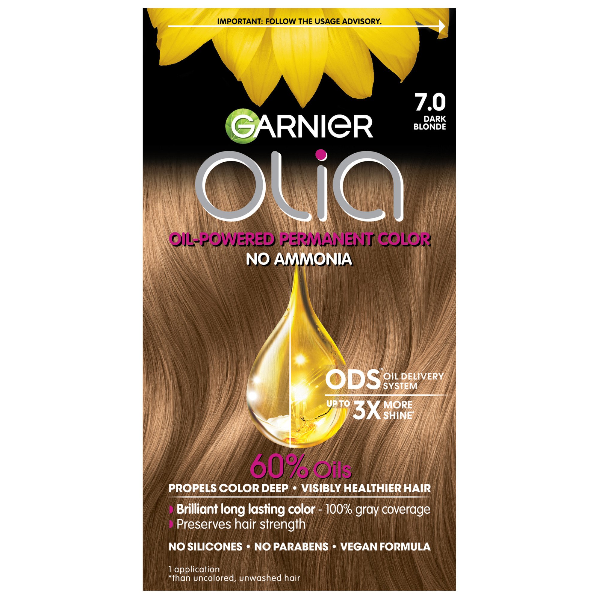 Garnier Olia Oil Powered Permanent Hair Color 7 0 Dark Blonde Hair Dye Shop Hair Color At H E B