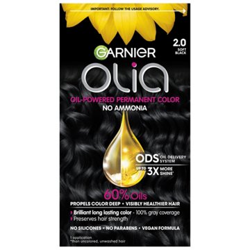 Garnier Olia Oil Powered Ammonia Free Permanent Hair Color 2.0 Soft Black