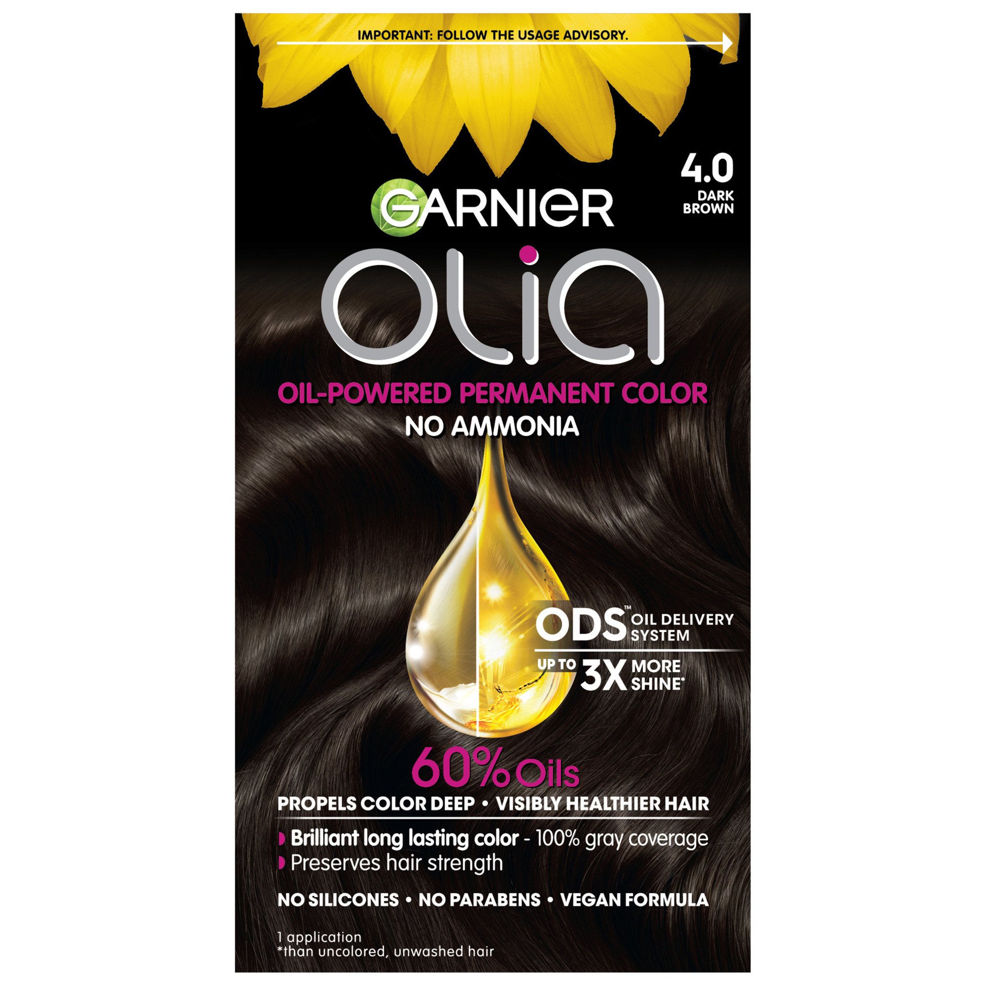 Garnier Olia Oil Powered Permanent Hair Color 4.0 Dark ...