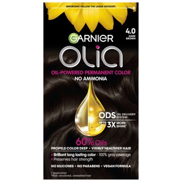 Garnier Olia Oil Powered Ammonia Free Permanent Hair Color 4.0 Dark Brown