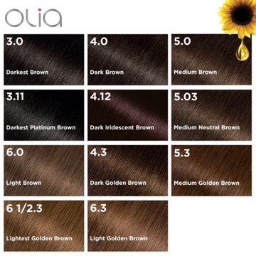 Garnier Olia Oil Powered Ammonia Free Permanent Hair Color 3.0 Darkest Brown